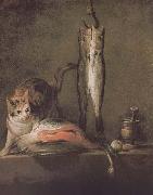 Two cats salmon mackerel Jean Baptiste Simeon Chardin